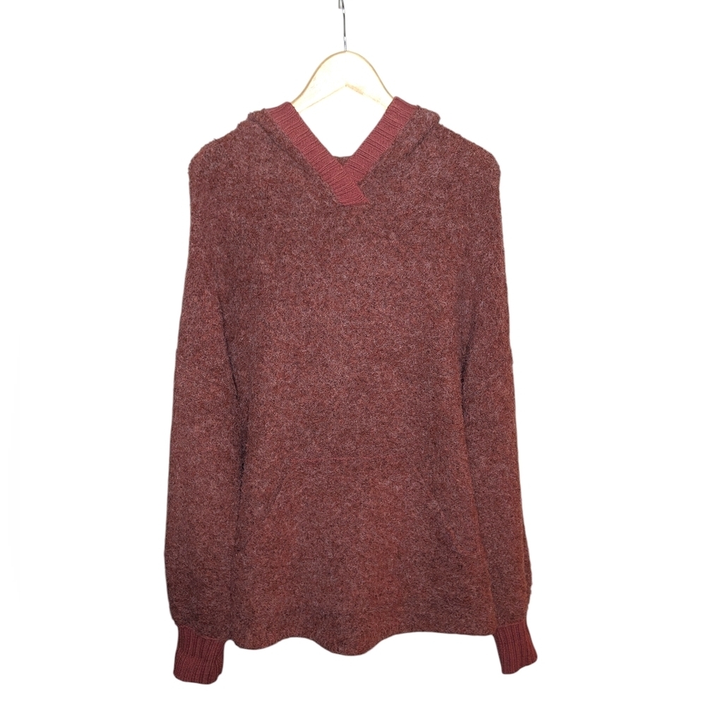 Free People Mila Hoodie Sweater Size Small Cherry Mahogany Oversized Boucle Knit - Picture 2 of 14